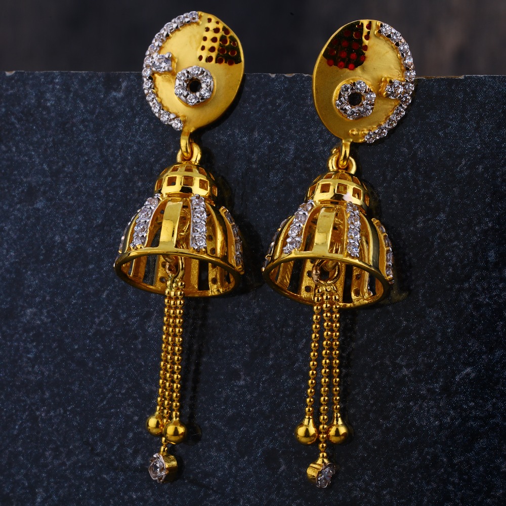 22CT CZ Gold Ladies  Jhummar Earring LJE274