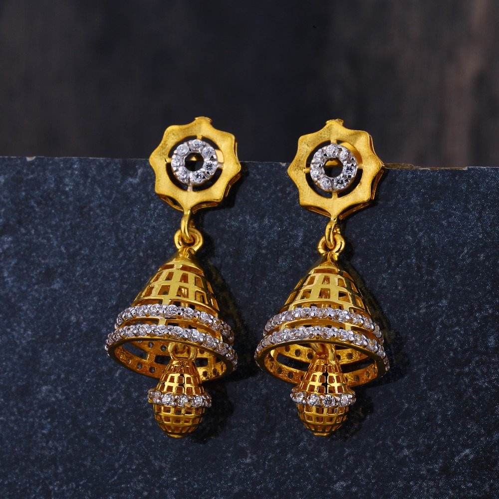 22KT  CZ Gold Women's Stylish Hallmark Jhummar Earring LJE273