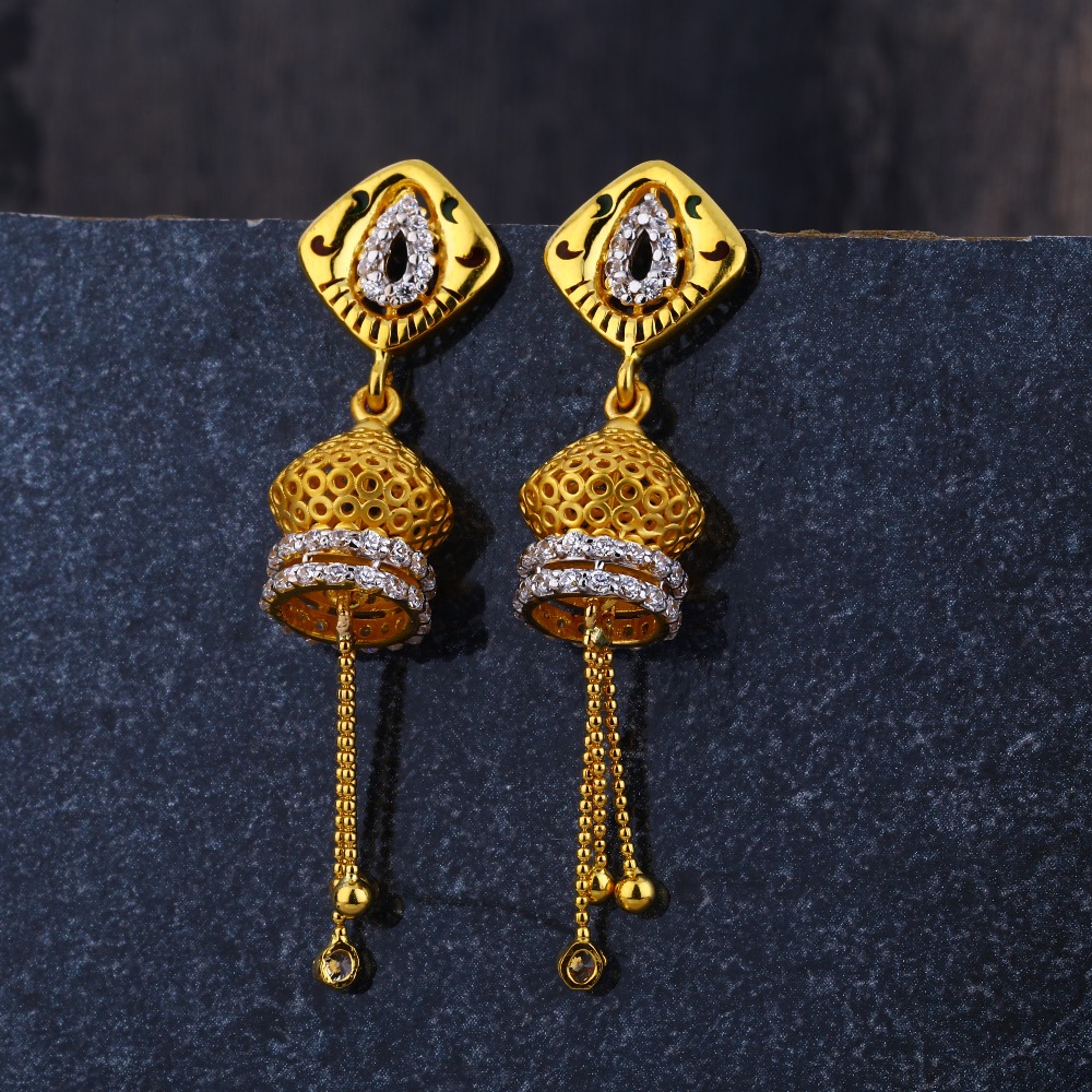 22KT  CZ Gold Women's Exclusive Hallmark Jhummar Earring LJE270