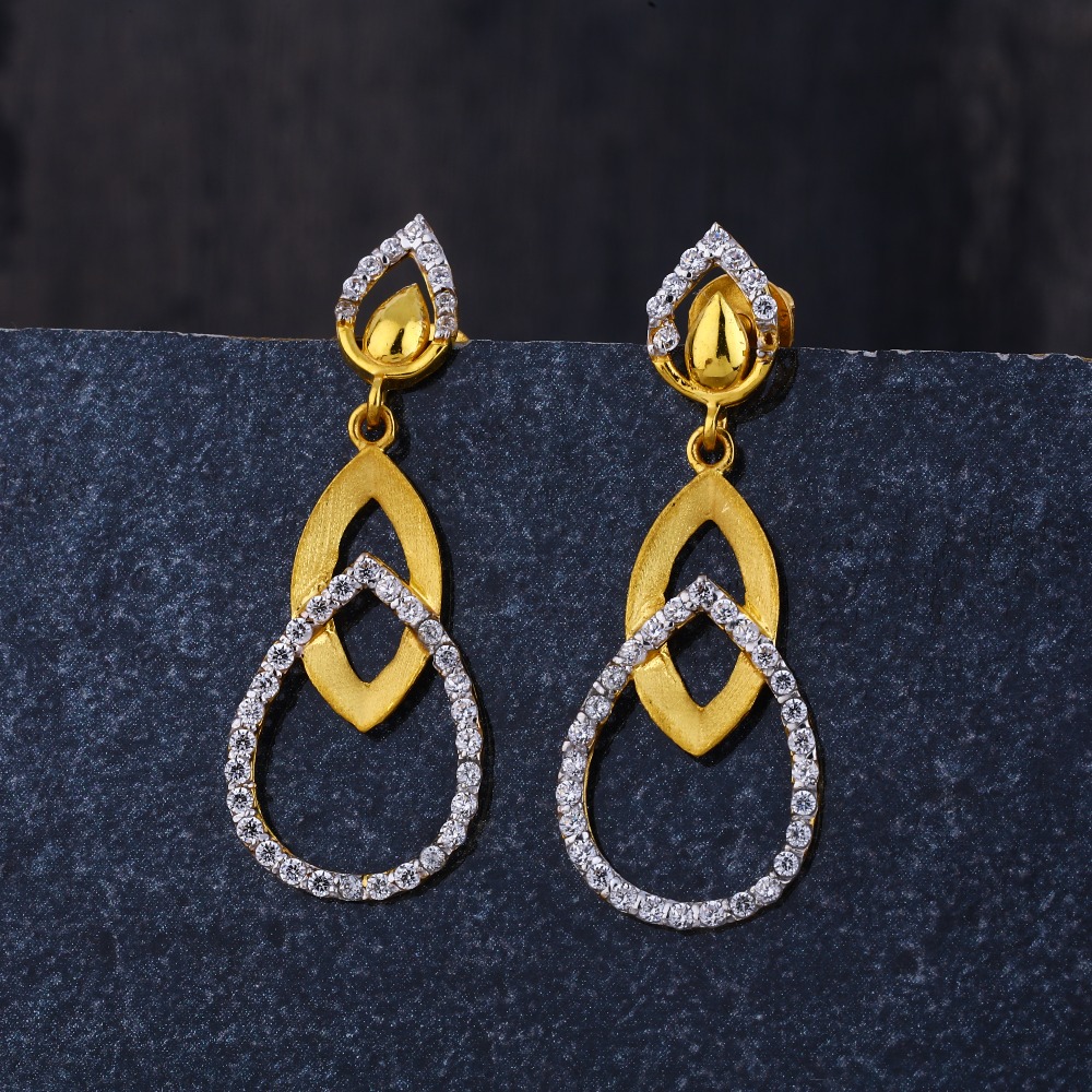 22KT  CZ Gold Women's Hallmark Jhummar Earring LJE264