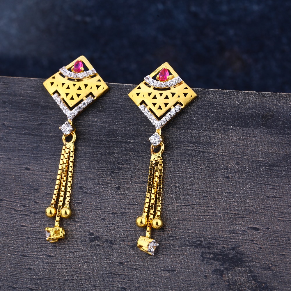 22KT  CZ Gold Classic Jhummar Earring LJE329