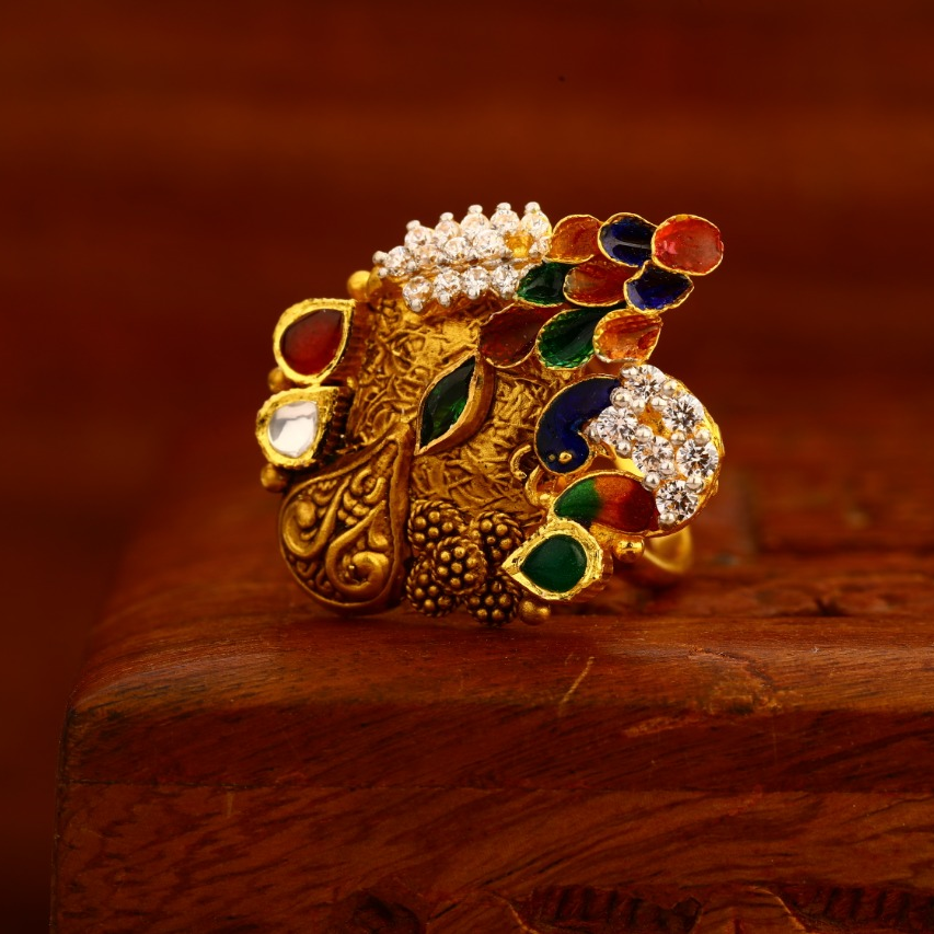22CT Gold CZ Hallmark Antique Fancy Ladies Ring LAR222