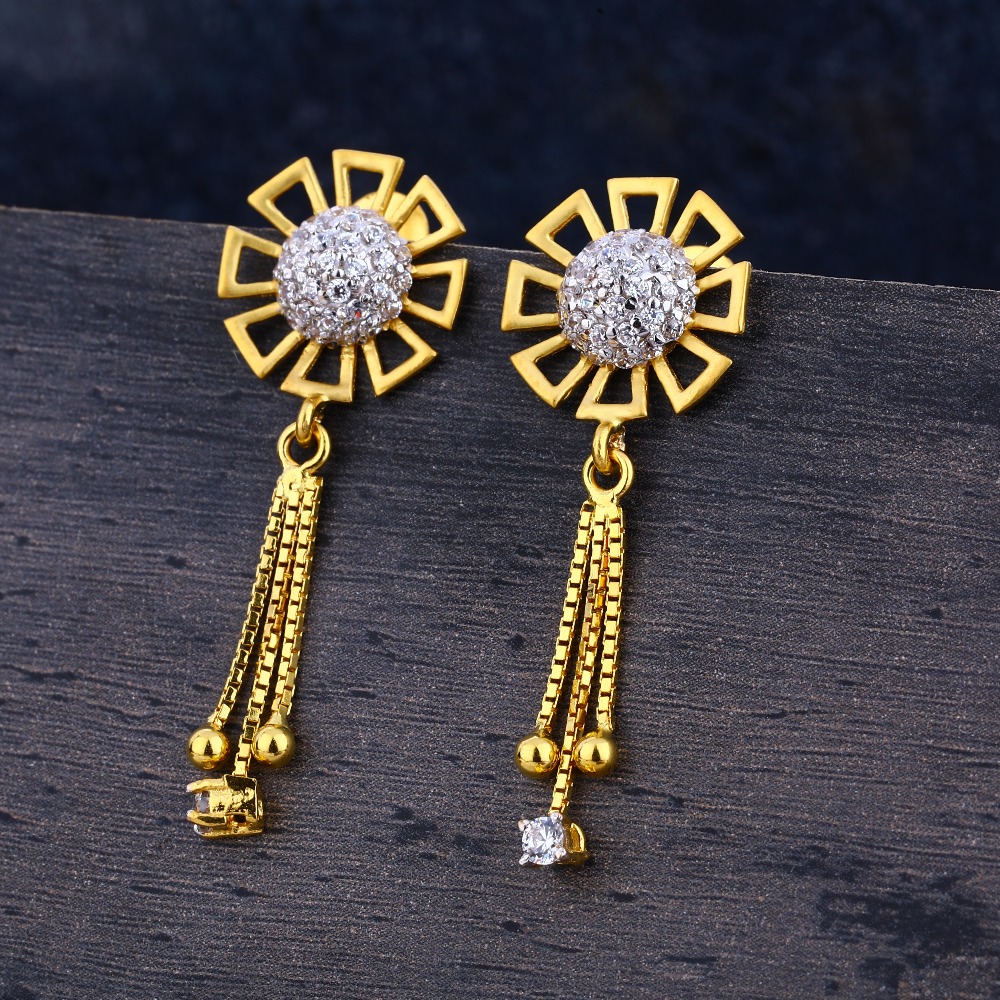 916 Gold CZ Ladies Delicate Jhummar Earring LJE319