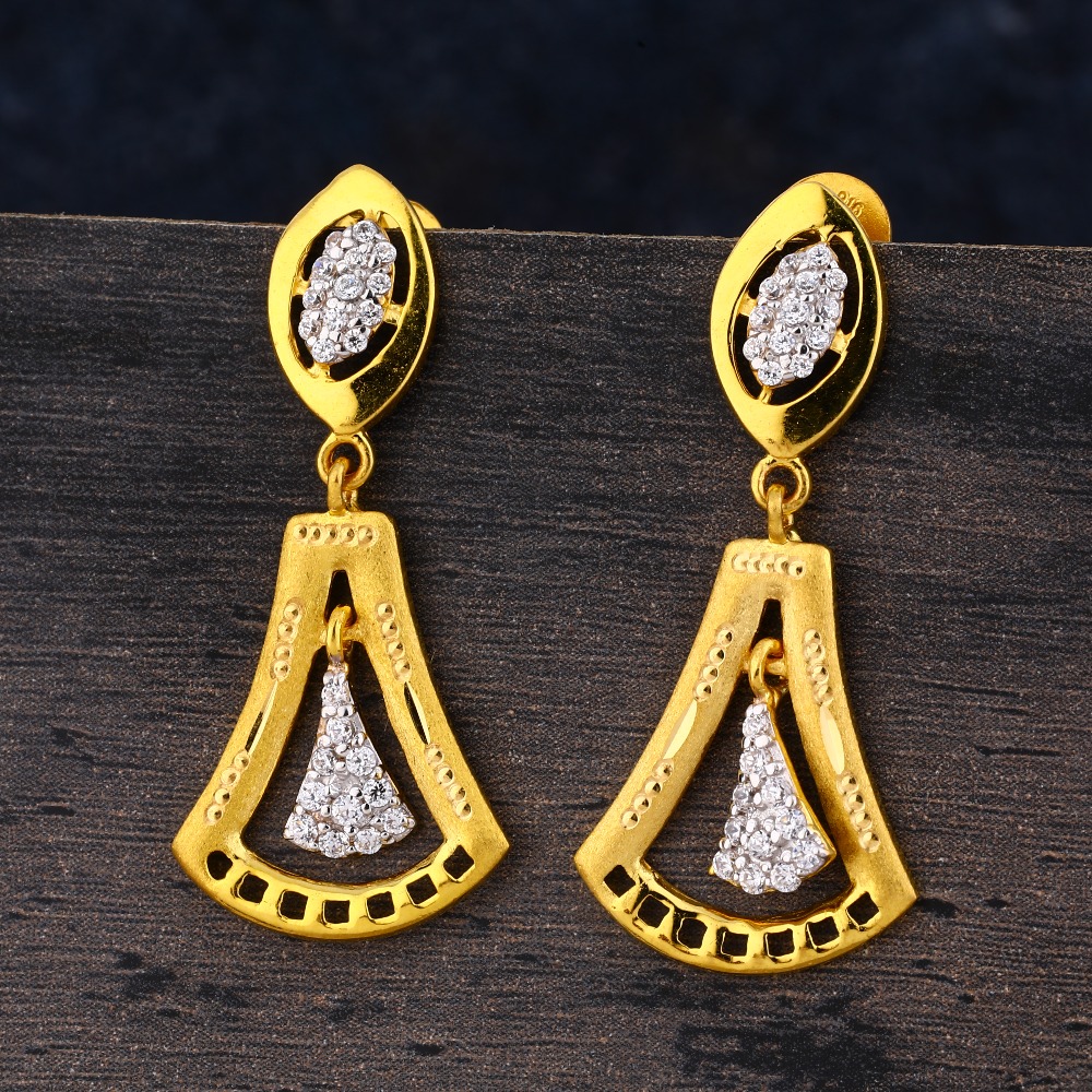 22CT Gold CZ Women's Delicate  Hallmark  Jhummar Earring LJE302