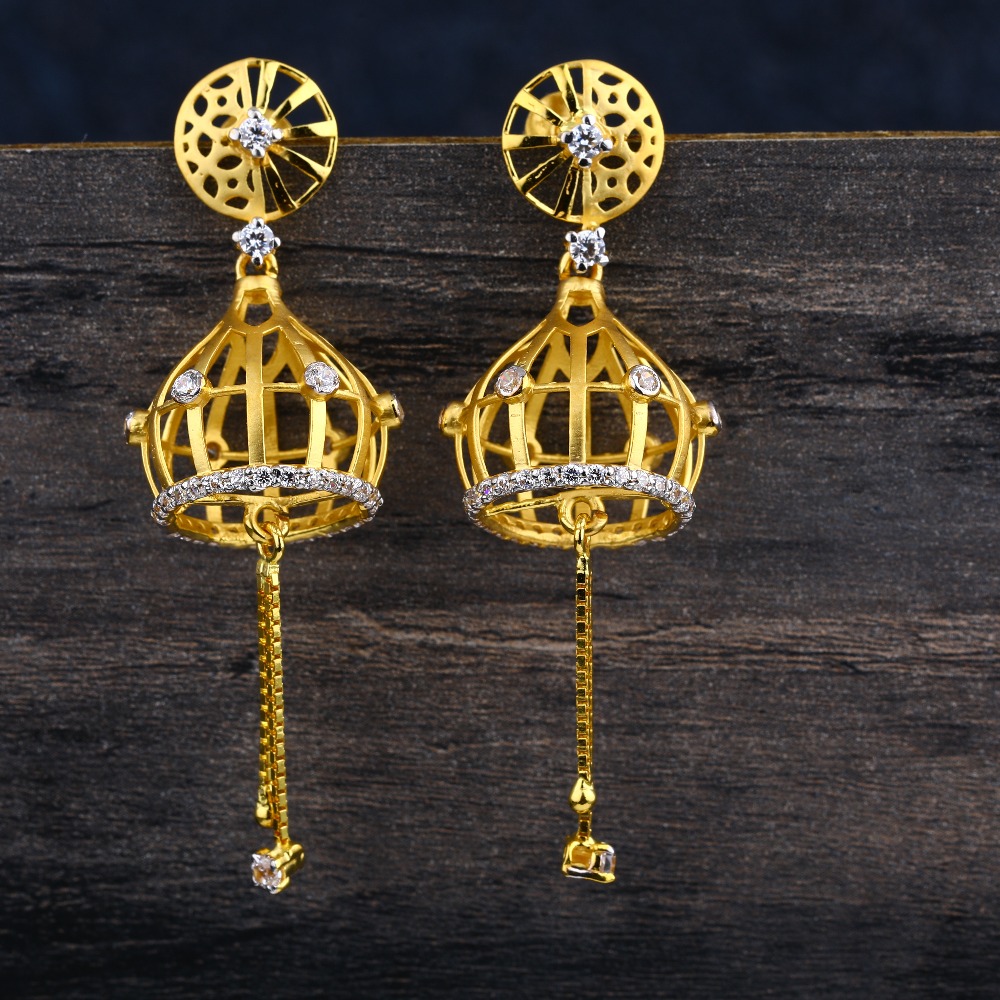 916 Gold Ladies Delicate Jhummar Earring LJE342