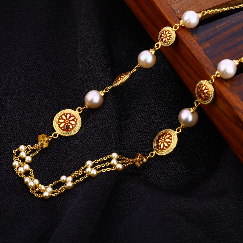 916 Gold Hallmark Ladies Delicate Moti Mala AC203