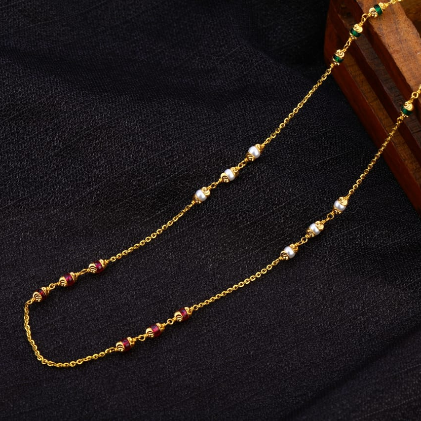 22KT Gold CZ Antique Classic Ladies Chainmala AC209