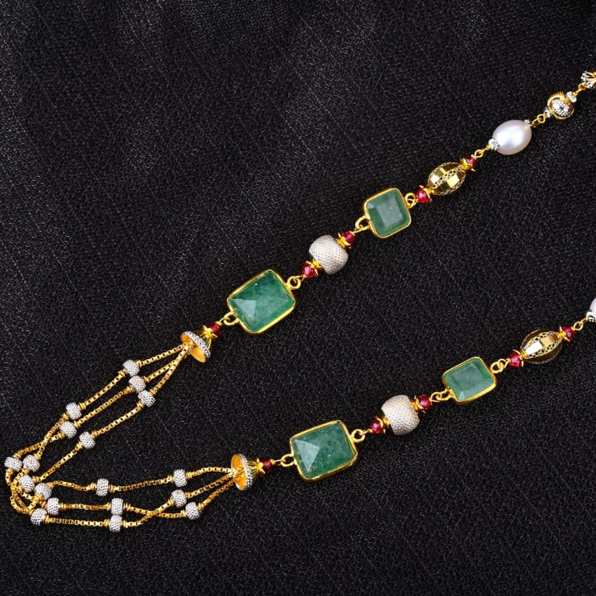 916 Gold CZ Hallmark Antique Fancy Ladies Chainmala AC251