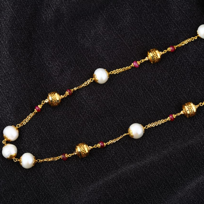 916 Gold CZ Hallmark Antique Fancy Ladies Chainmala AC244