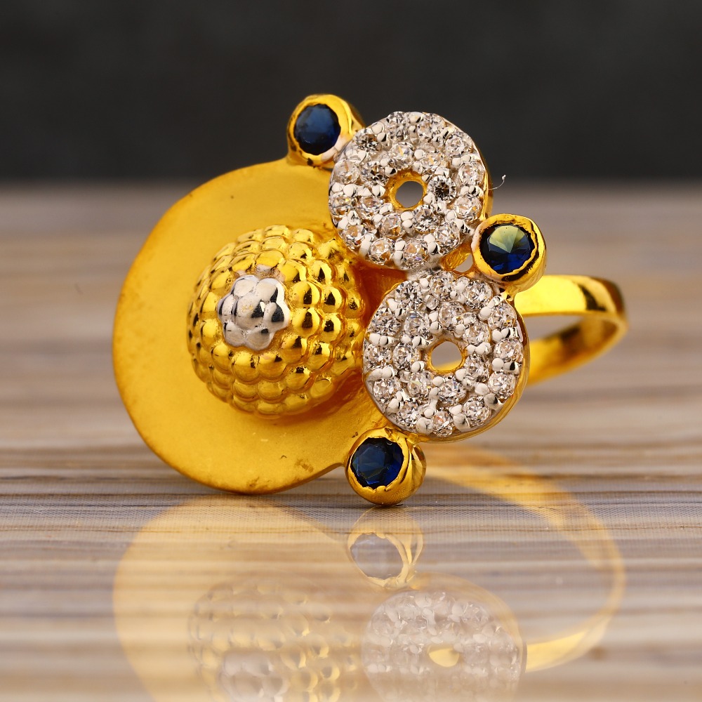 22CT Gold CZ Ladies Fancy Long Ring LLR350