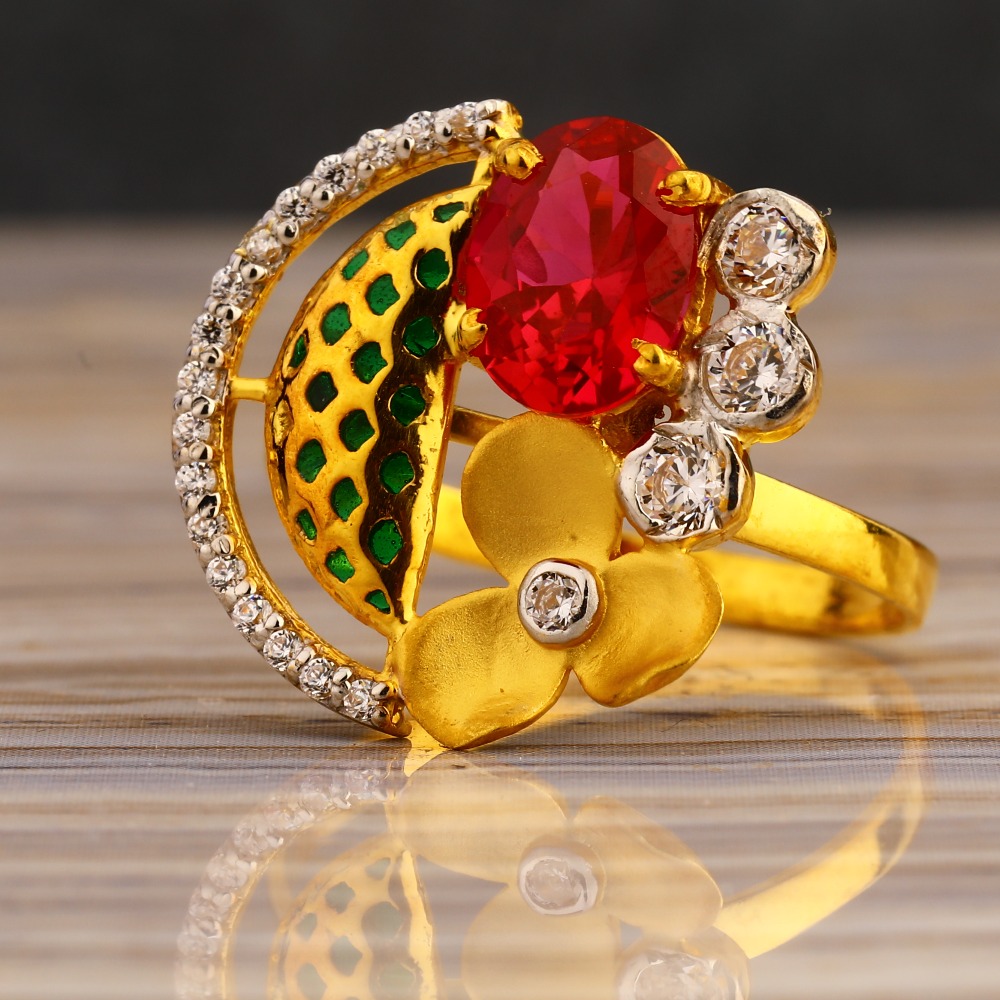 22CT Gold CZ Ladies Designer Long Ring LLR346