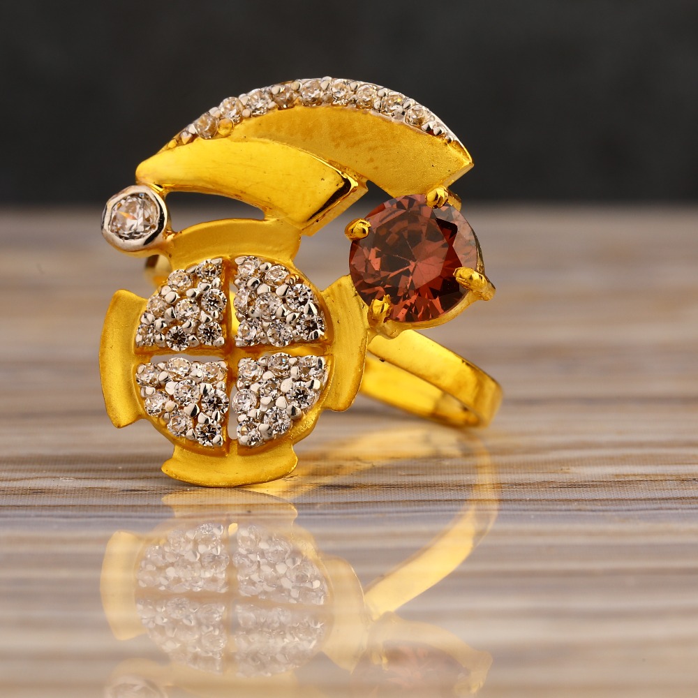 22CT Gold CZ Women's Stylish Hallmark Long Ring LLR343