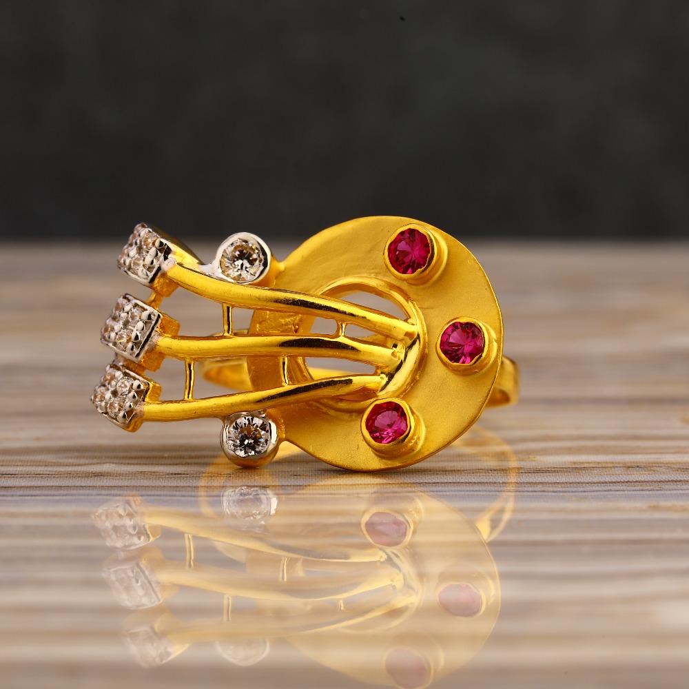 22CT Gold CZ Women's Classic Hallmark Long Ring LLR337