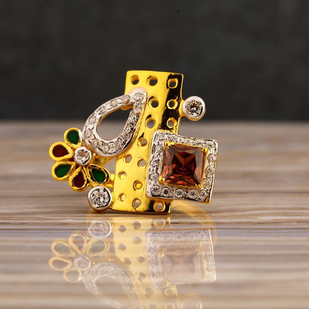 22KT Gold Cz Classic Ladies  Long Ring LLR313
