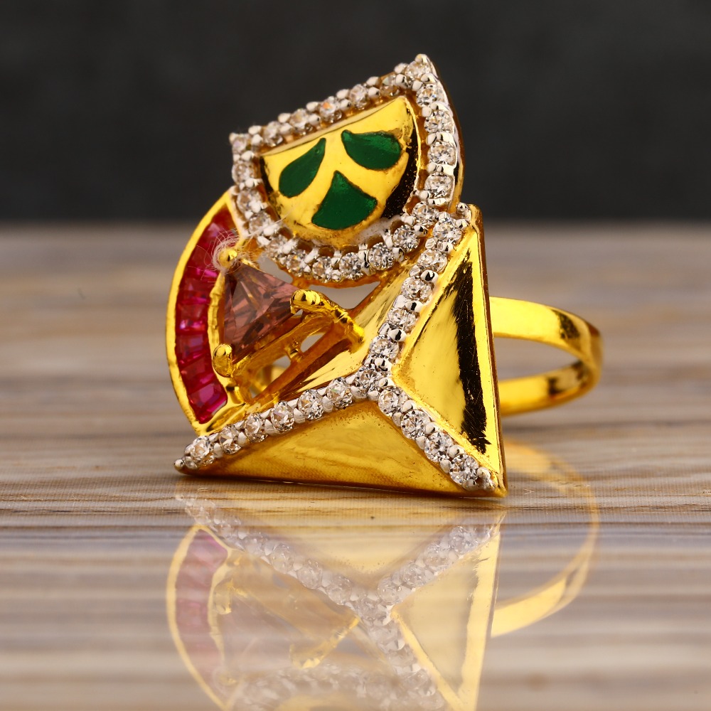 916 Gold Cz  Women's Gorgeous Hallmark  Long Ring LLR310