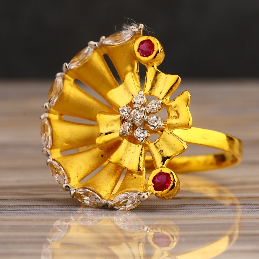 916 Gold Cz  Women's Fancy Hallmark  Long Ring LLR309