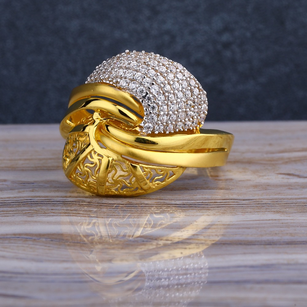 22KT CZ  Gold Hallmark  Stylish Women's  Long  Ring LLR285
