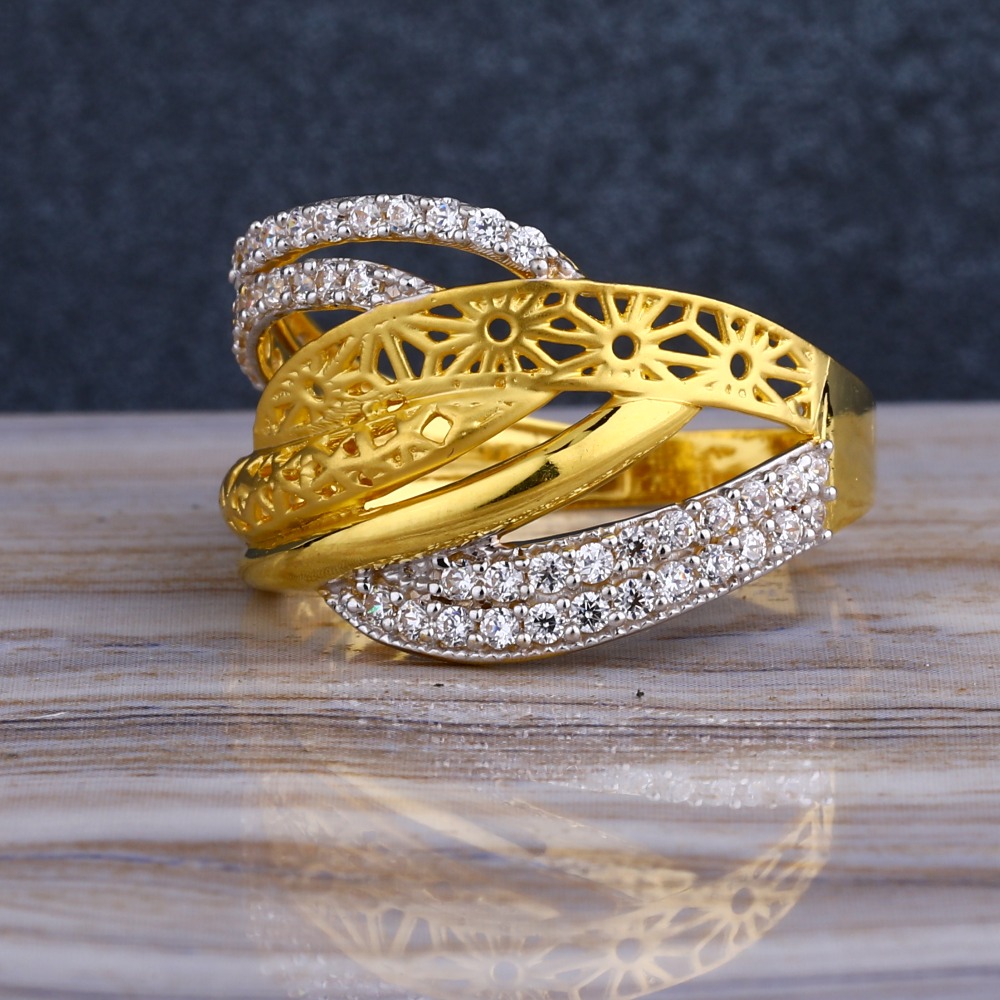 916 CZ  Gold  Stylish Hallmark Women's Long  Ring LLR269
