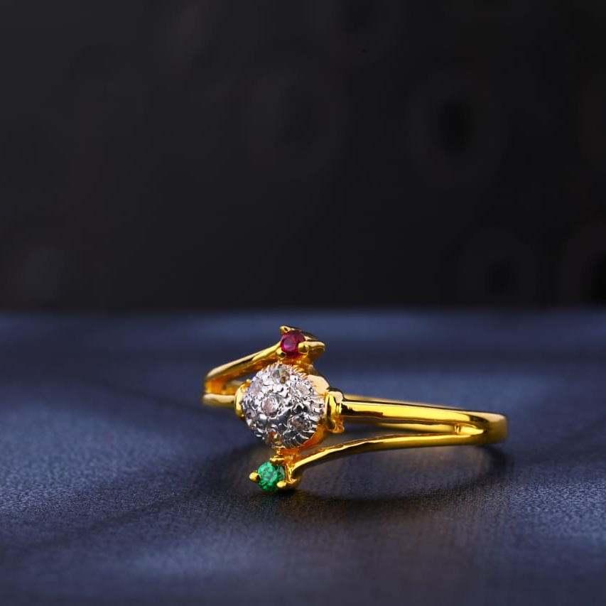 22KT CZ Gold Hallmark Fancy Ladies Ring LR1017