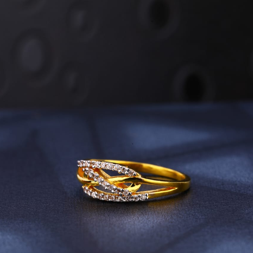 22KT Gold CZ Classic Ladies Ring LR933