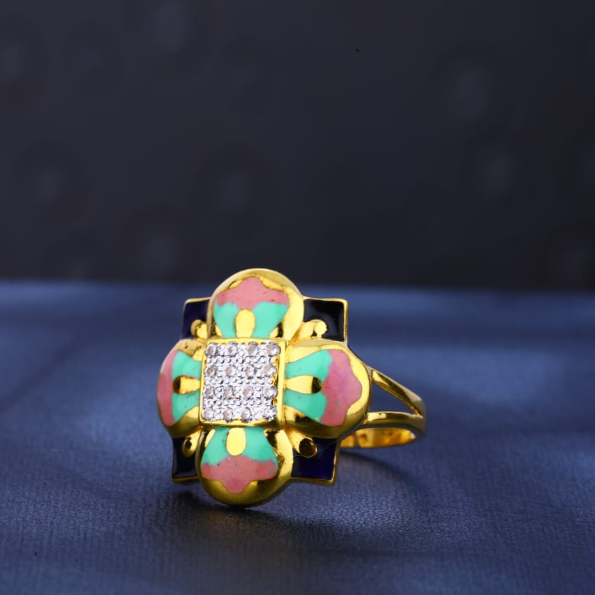 916 Gold CZ Ladies Classic Ring LR486