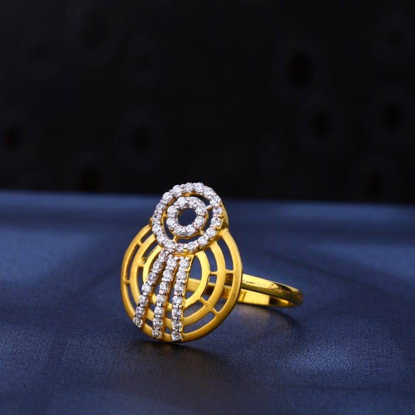 22KT Gold CZ Hallmark Delicate Ladies Ring LR522