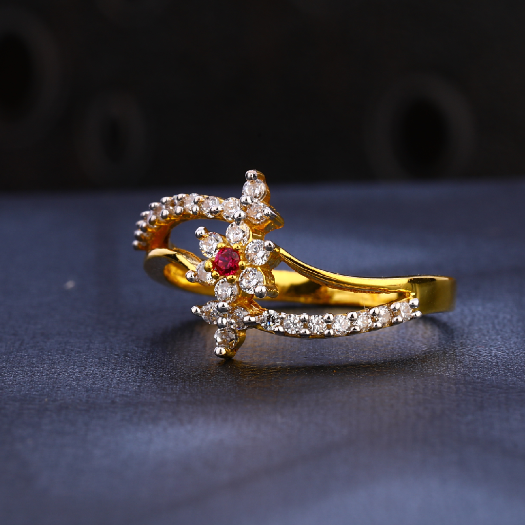 22kt Ladies Gold Classic Cz Ring LR1580
