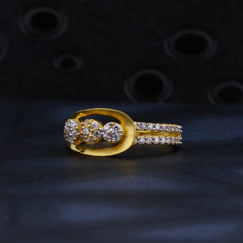 22CT Gold CZ Ladies Classic Ring LR1464