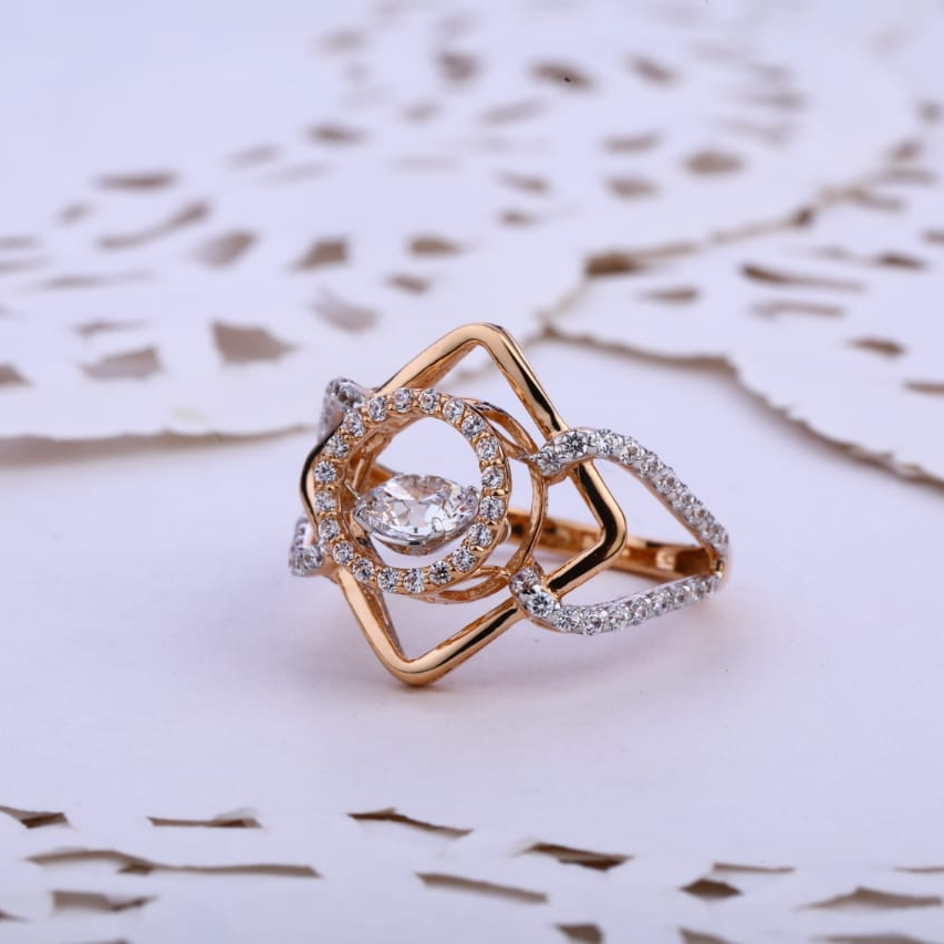 18KT Rose Gold Cz Hallmark Gorgeous Ladies Ring RLR747