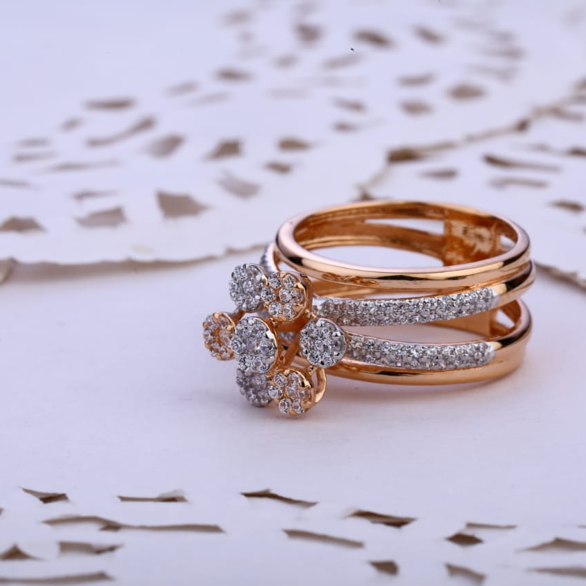 18KT Rose Gold Cz Hallmark Fancy Ladies Ring RLR746
