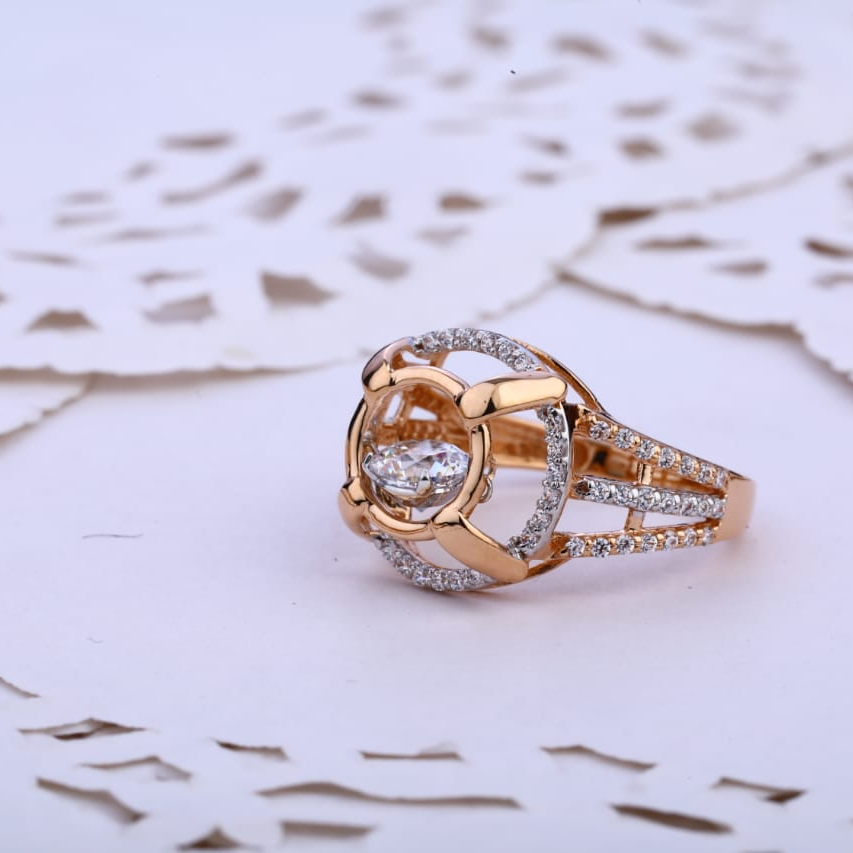 18KT Rose Gold Cz Delicate Ladies Ring RLR718