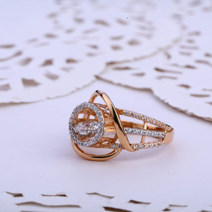 18KT Rose Gold Cz Ladies Ring RLR714