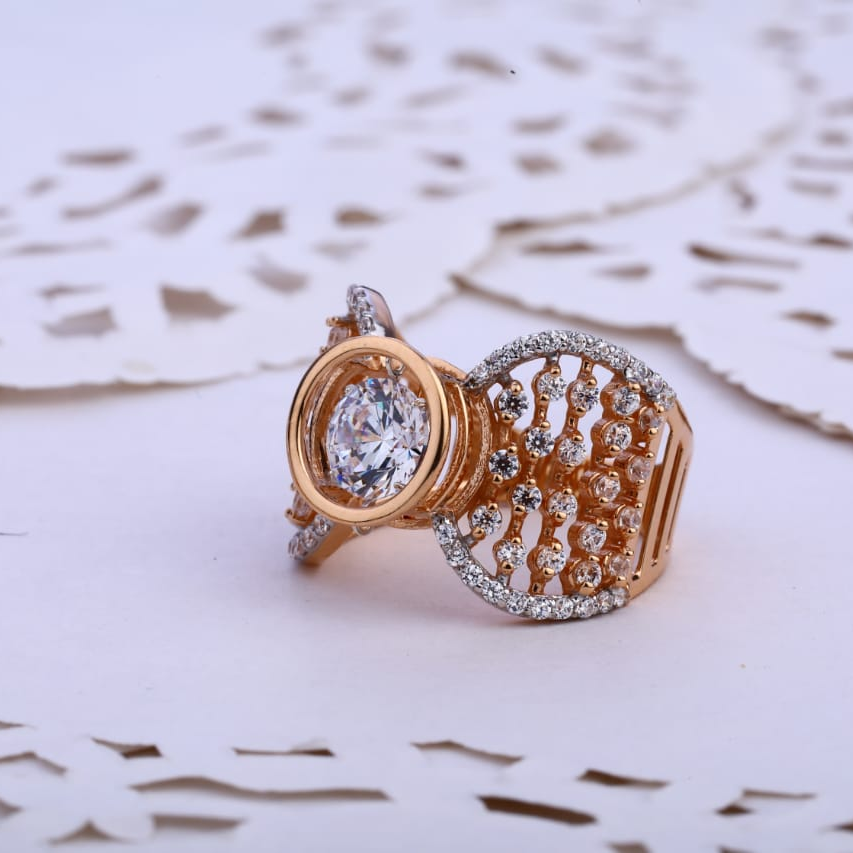 18KT Rose Gold Hallmark Stylish Ladies Ring RLR713