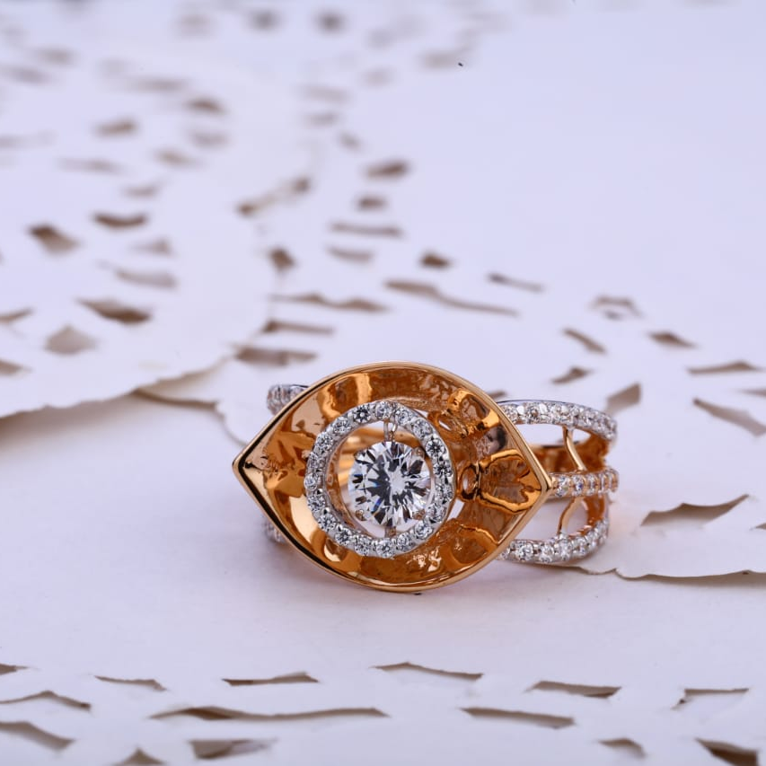 750 Rose Gold Cz Hallmark Delicate Ladies Ring RLR796