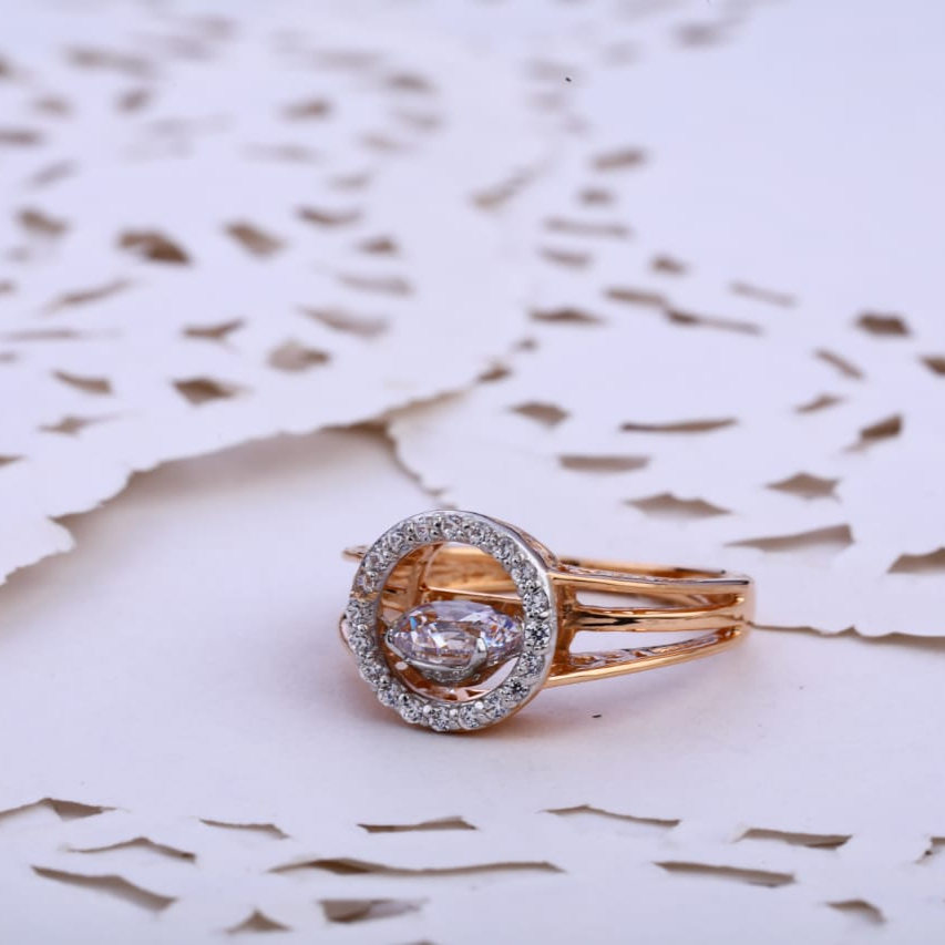 750 Rose Gold Cz Fancy Ladies Ring RLR788