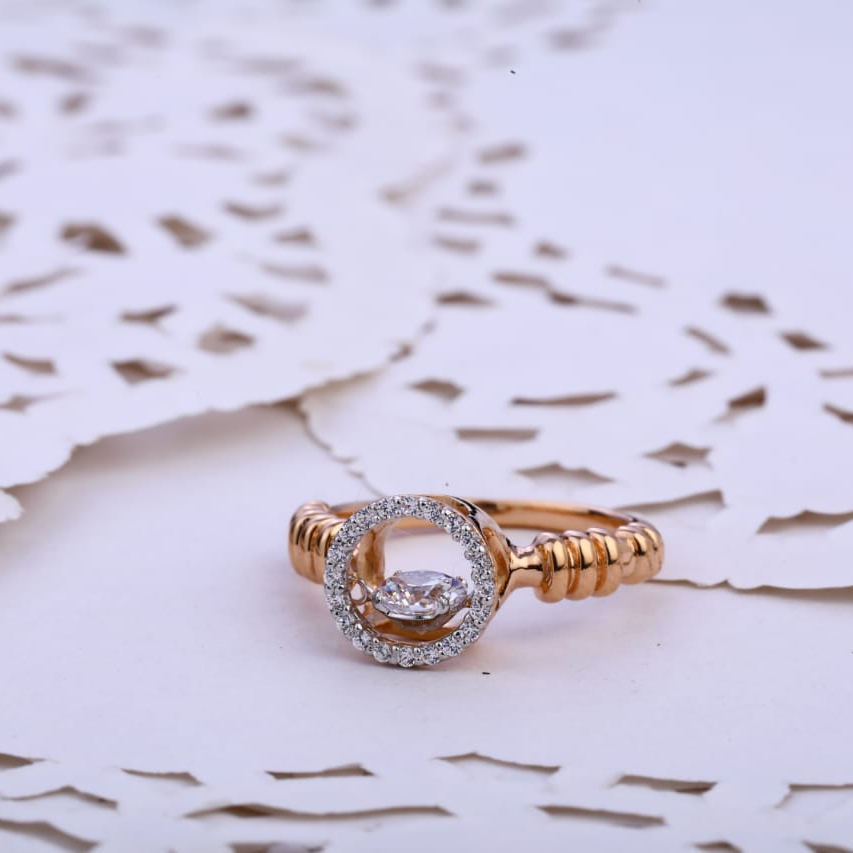 750 Rose Gold Cz Classic Ladies Ring RLR784