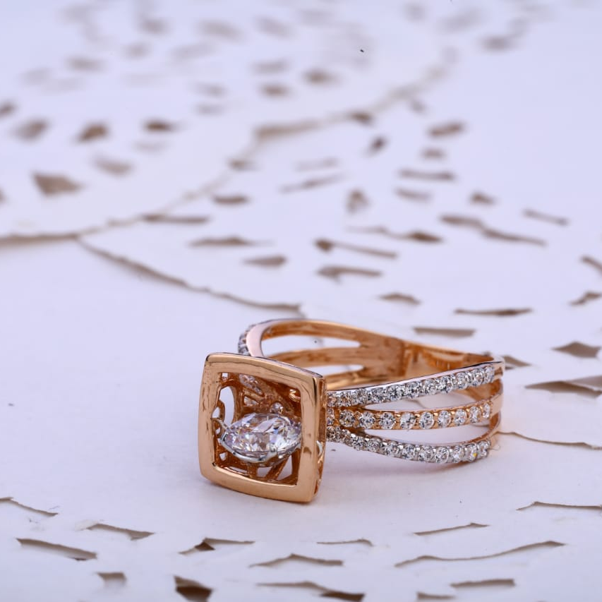 750 Rose Gold Ladies Ring RLR775
