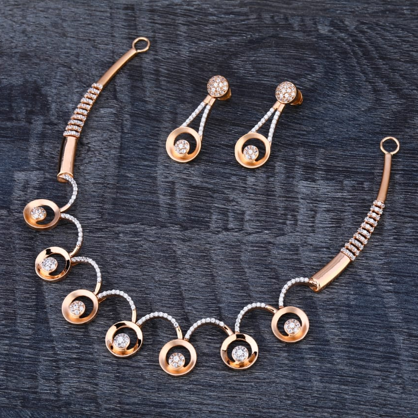 750 Rose Gold Ladies Fancy Necklace Set RN342