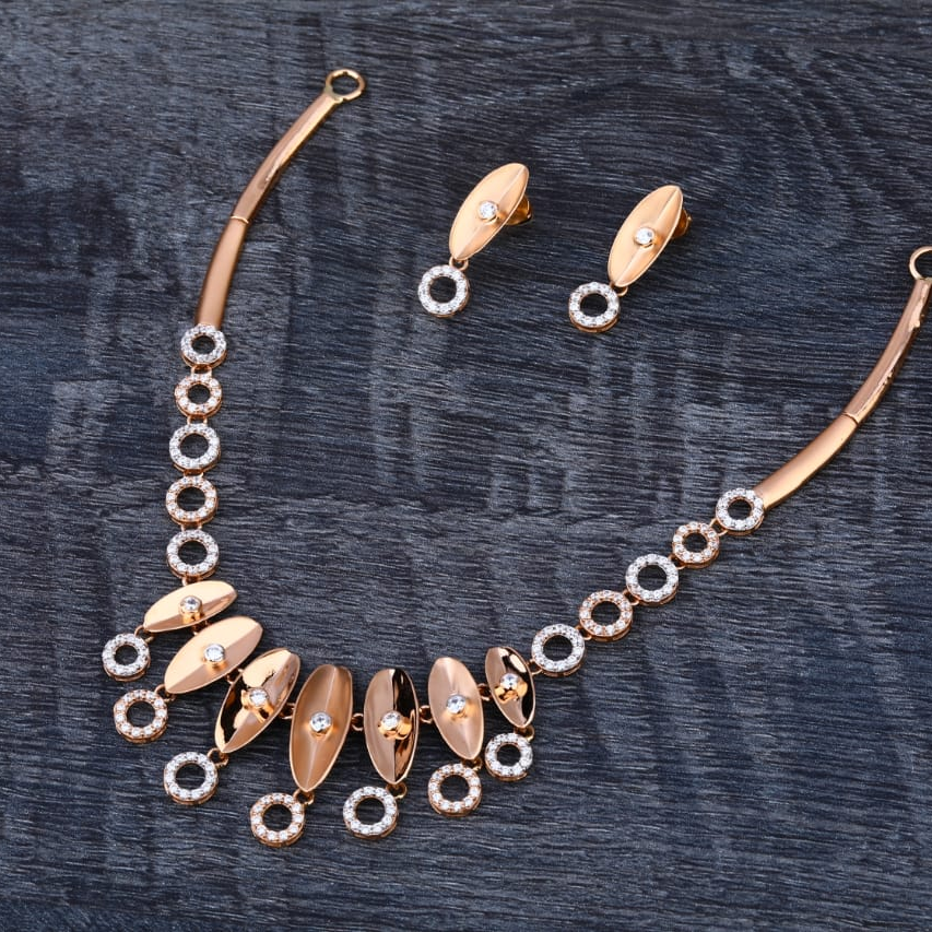 750 Rose Gold Ladies Stylish Necklace Set RN345
