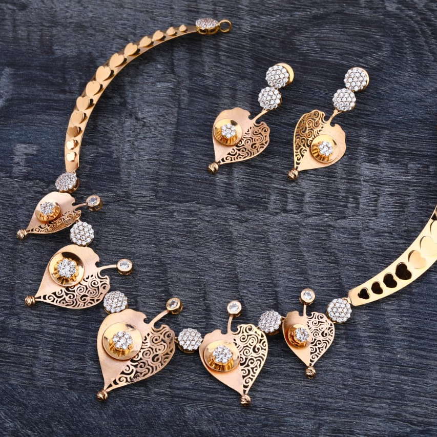 750 Rose Gold Hallmark Exclusive Ladies Necklace Set RN327