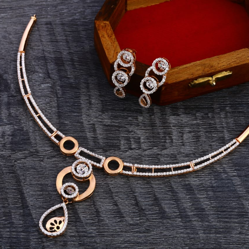 750 Rose Gold Hallmark Classic Ladies Necklace Set RN323
