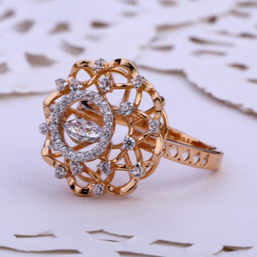 18KT Rose Gold Stylish Ladies Ring RLR755