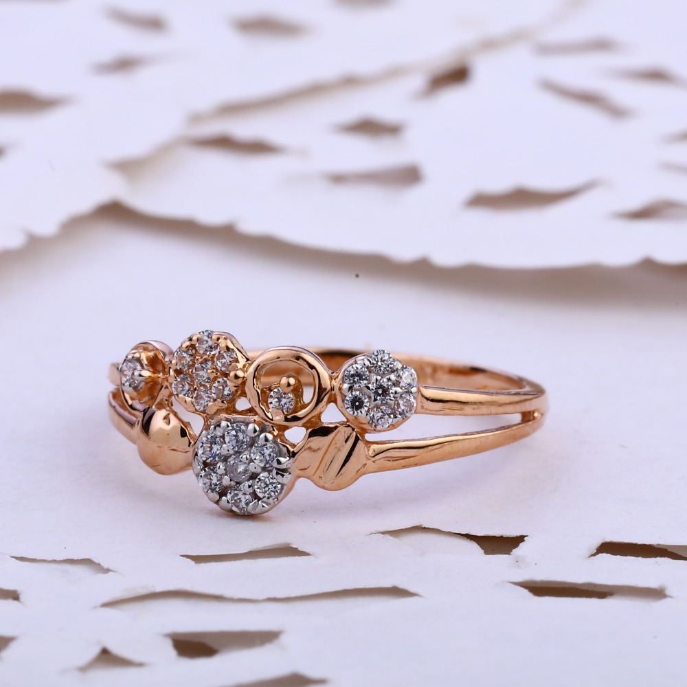 750 CZ  Rose Gold Delicate Women's Ring RLR830