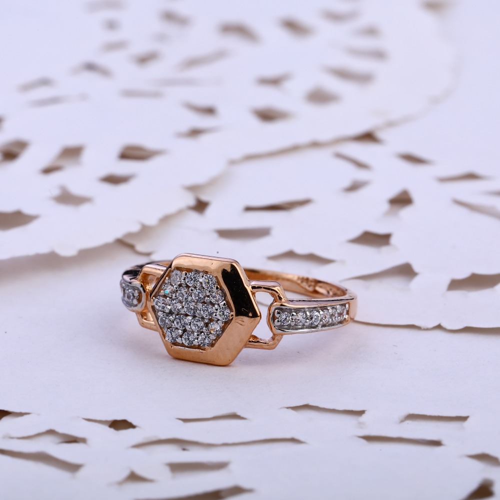 750 Rose Gold  Fancy CZ Ring RLR816