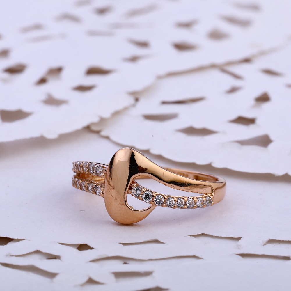 750 Rose Gold Delicate CZ Ring RLR814