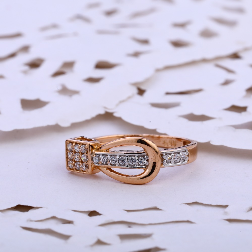 750 Rose Gold Designer CZ Ring RLR813