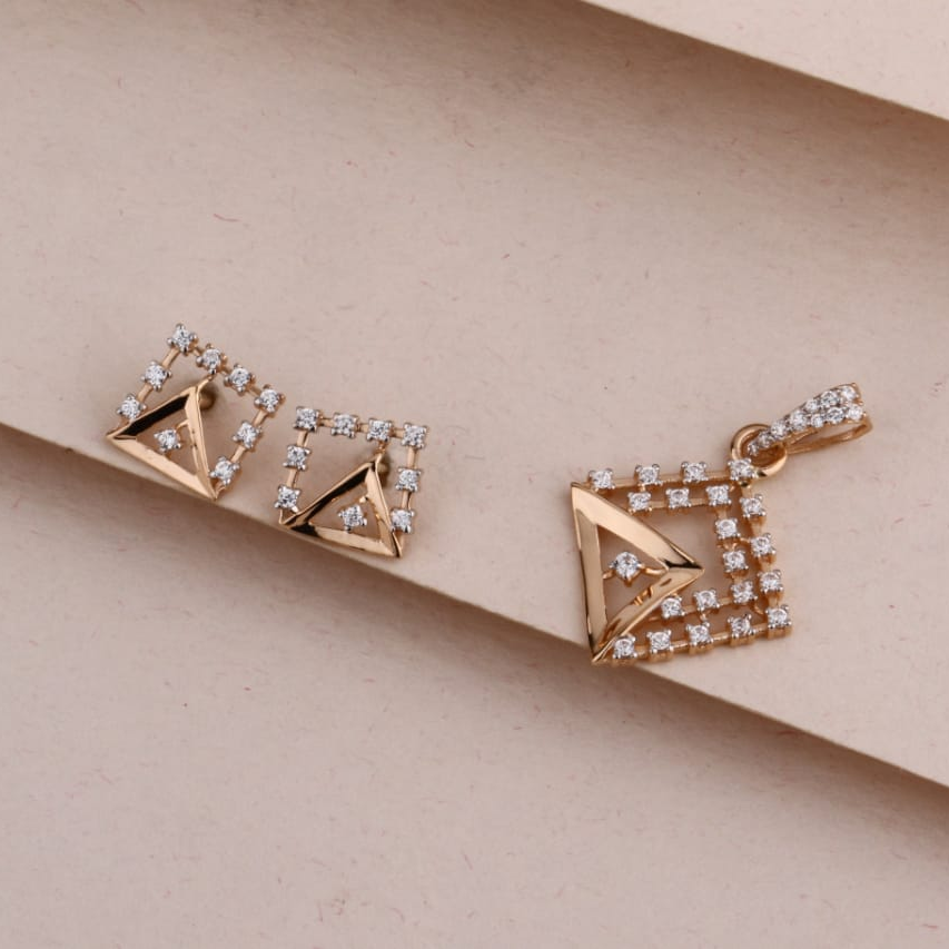 18KT Rose Gold Hallmark Delicate Ladies Pendant Set RPS211