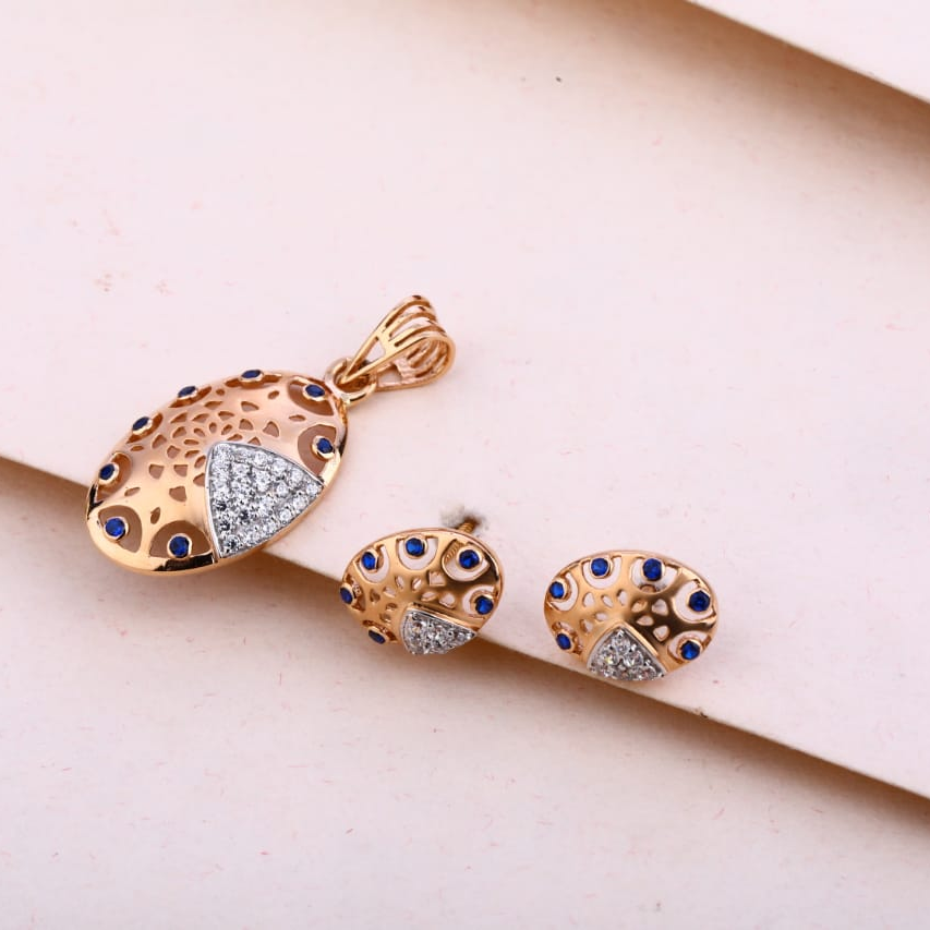 18KT Rose Gold Hallmark Ladies Pendant Set RPS178