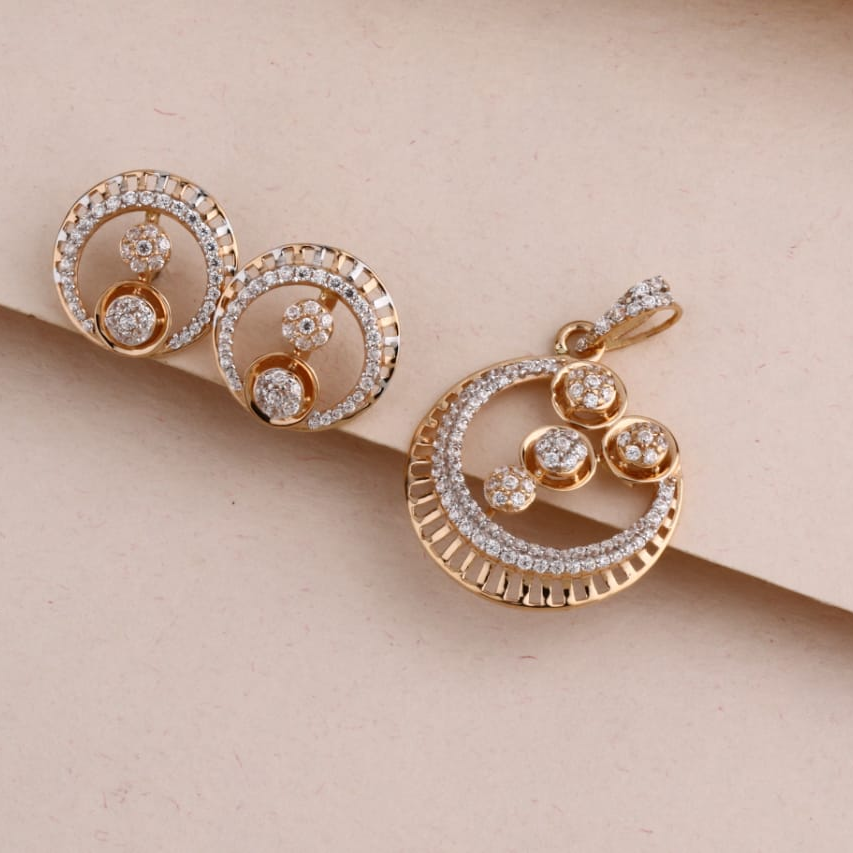 750 Rose Gold Ladies Fancy Pendant Set RPS199