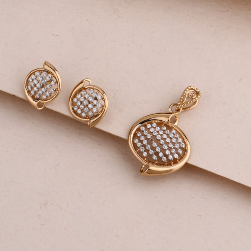 750 Rose Gold Ladies Classic Pendant Set RPS194